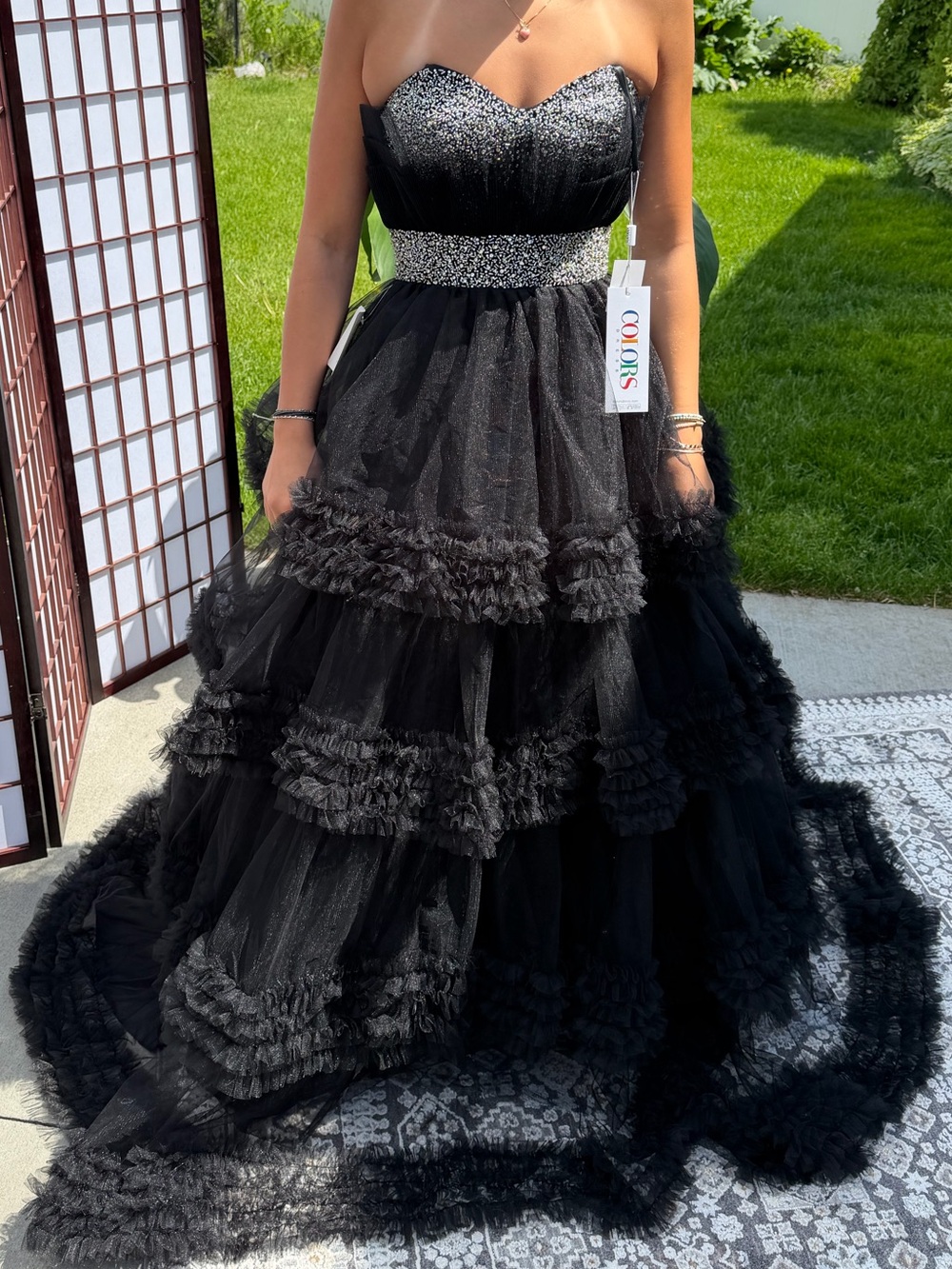 Colors Dress 3245 Black Ball Gown Size 4 NWT Strapless Beaded Corset Prom Dress